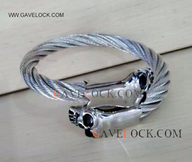 Fashion Stainless Steel Skull Man Punk Bangle